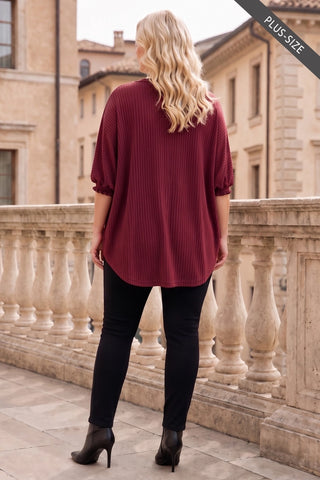 Curvy Daily Ribbed Top - Wine
