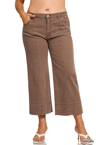 Curvy Good Day Cropped Pant- Brown