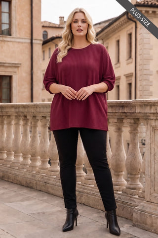 Curvy Daily Ribbed Top - Wine