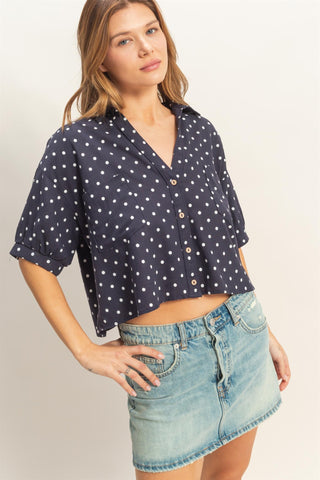 The Dainty Dot Top - Navy