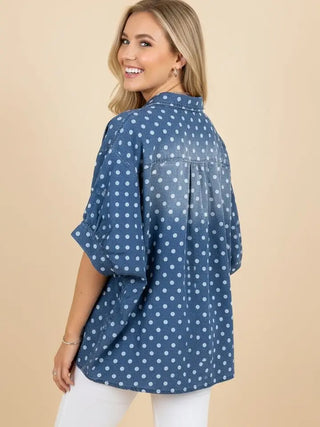 Dot Denim Top