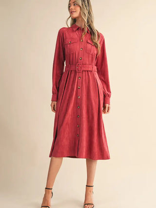 Rosewood Belted Dress - Berry