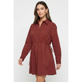 So Darling Shirt Dress/Burgundy