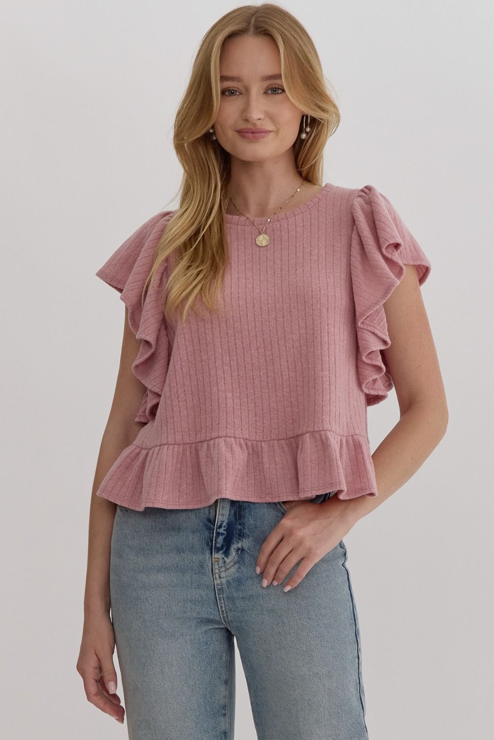 Just For Fun Knit Crop Top/Mauve