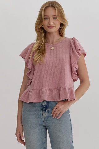 Just For Fun Knit Crop Top/Mauve