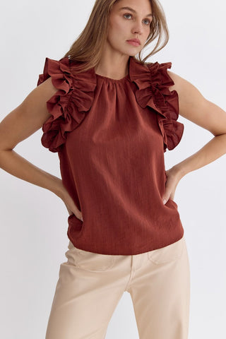 The Hagan Sleeveless Ruffled Top