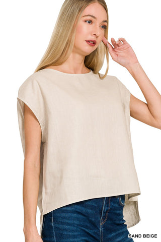The Essential Linen Top - Sand Beige