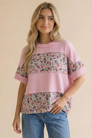 Meadow Light Floral Top- Pink