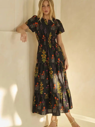 Botanical Garden Maxi Dress- Black