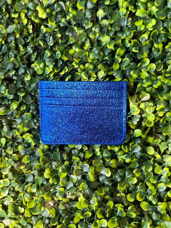 Mom, I Am A Rich Man Card Holder In Blue Glitter