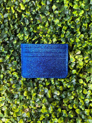 Mom, I Am A Rich Man Card Holder In Blue Glitter