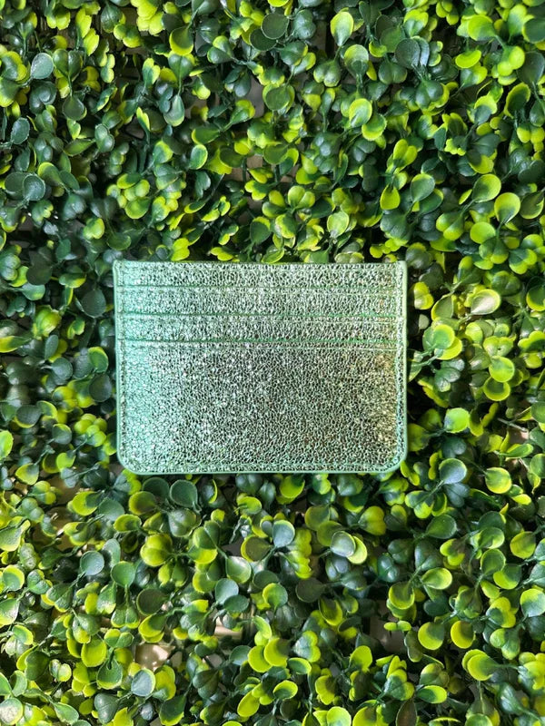 Mom, I Am A Rich Man Card Holder In Green Glitter