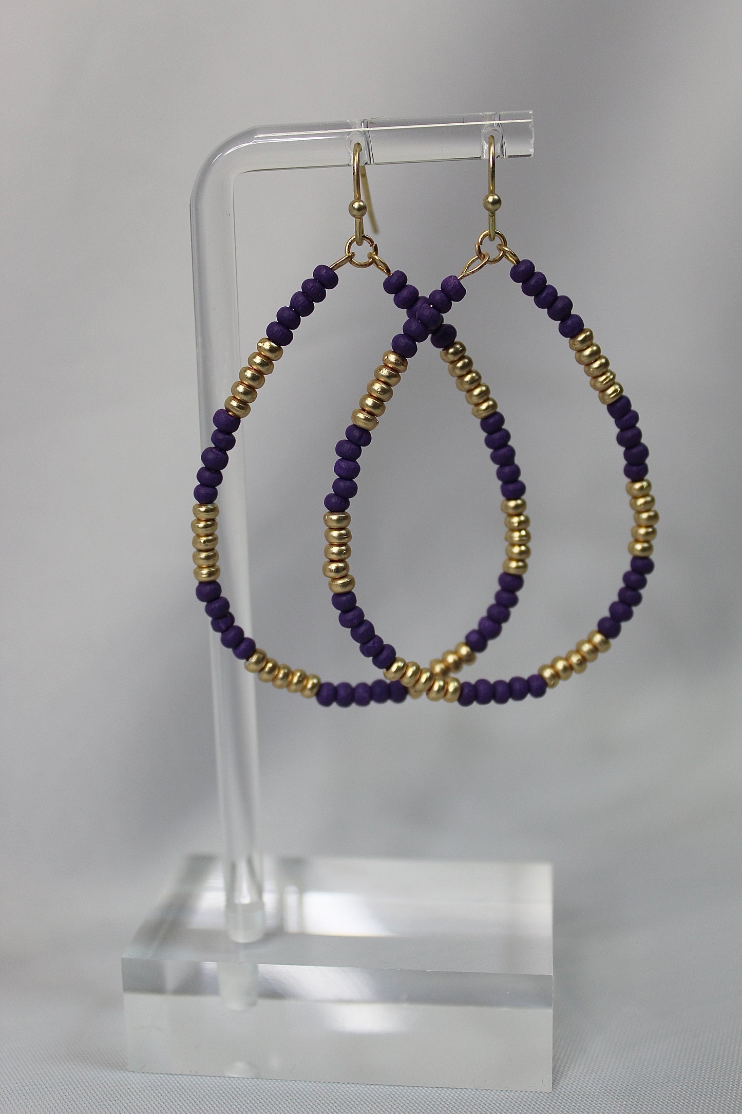 Just For Today Purple Beaded Hoops