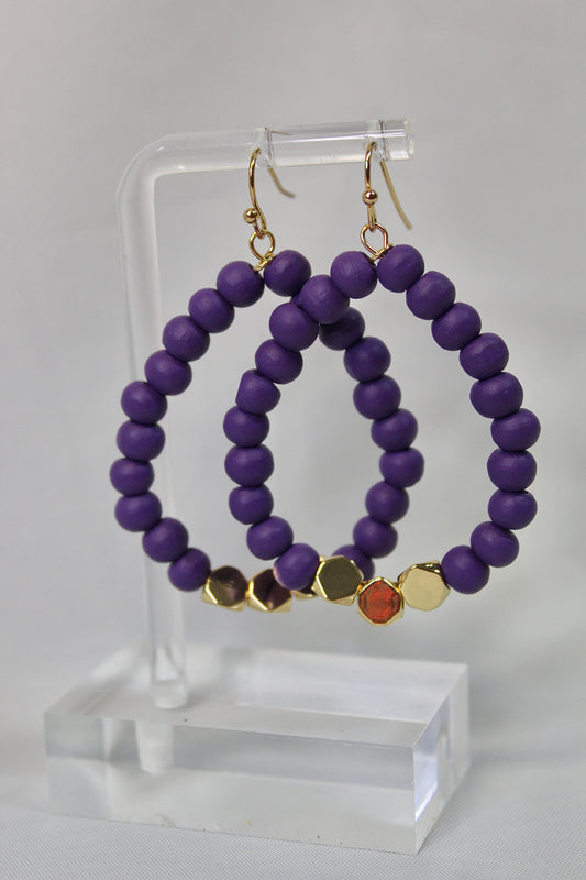 In The Air Beaded Purple Hoops