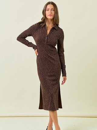 Ribbed Midi Dress- Leopard