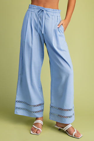 Street Chic Linen Pants - Light Blue