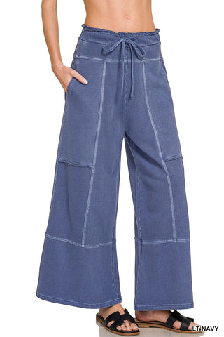 The Boho Terry Washed Pant- Navy