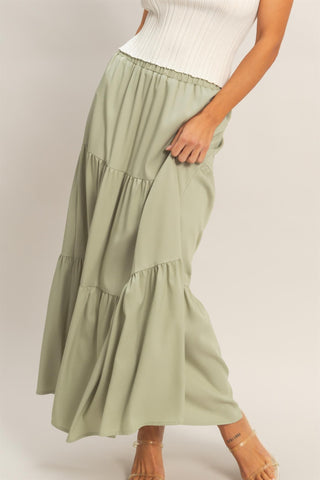 Living Lavish Tiered Skirt - Sage