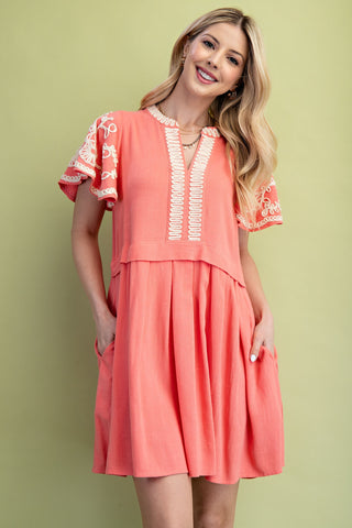 The Love & Lace Mini Dress - Sugar Coral