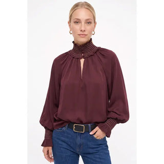 The Metallic Trim Blouse- Wine