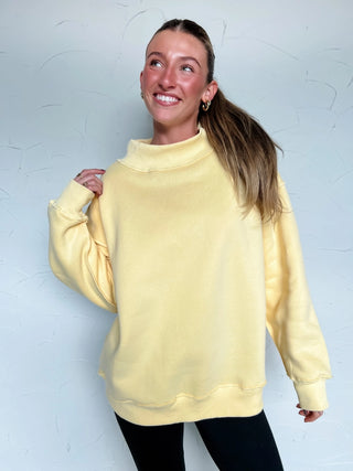 Mock Neck Sweatshirt-Yellow