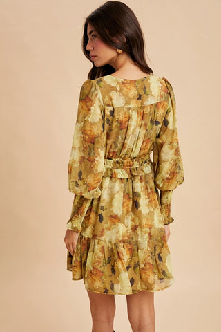 The Woodland Mini Dress- Olive