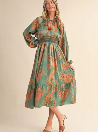 The Dancing Paisleys Dress/Green