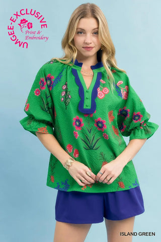 The Petal Palette Top - Island Green
