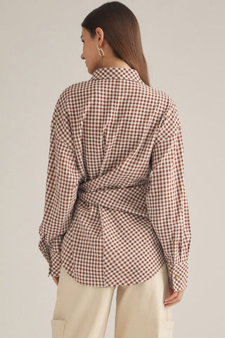 Miss Daisy Gingham Top- Brown