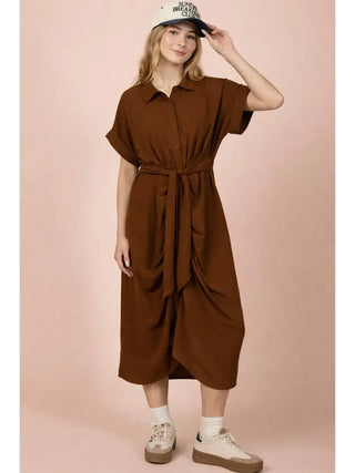 Refined Routine Midi Dress - Chocolate
