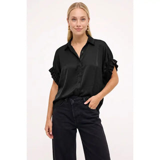 Petal & Flutter Blouse- Black