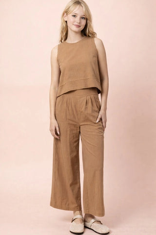 The Sandstone Linen Set - Mocha Stripe