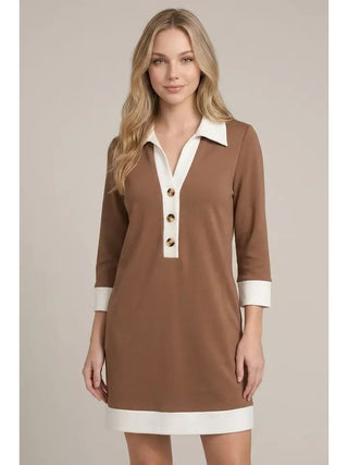 Color Block Shift Dress- Mocha