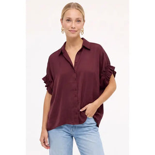 Petal & Flutter Blouse- Wine