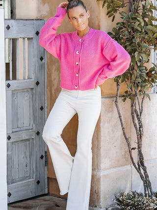 Delilah Slouchy Cardigan- Fuschia