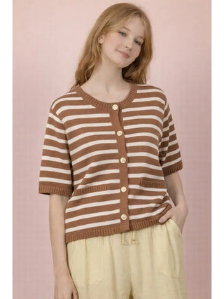 Sophia's Striped Sweater - Taupe