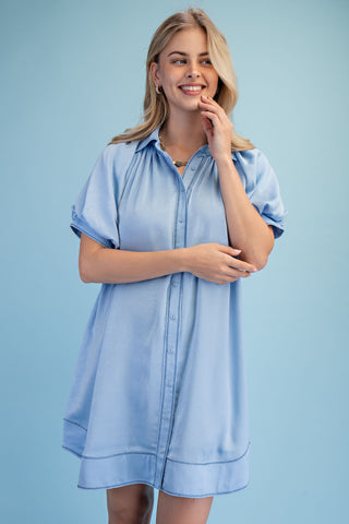 Stitched Up Mini Dress - Blue