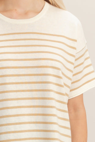 Signature Stripe Top- Taupe
