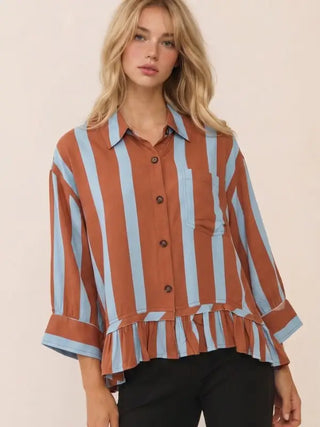 Spiced Stripe Top- Brown Mix