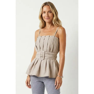Jetsetter Sleeveless Top- Tan