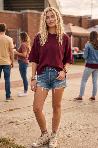 Touchdown Top- Maroon
