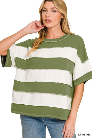 Terry Striped Top - Olive