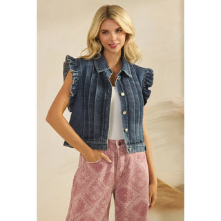 The Pleated Denim Vest