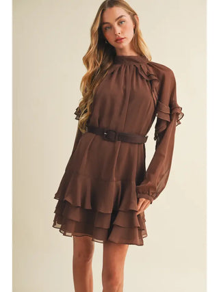 Fall Formal Mini Dress- Brown