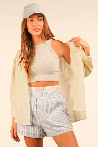 Beachy Button Up-White