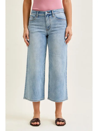 Hannah Wide Crop Jean- Light Wash