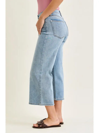 Hannah Wide Crop Jean- Light Wash