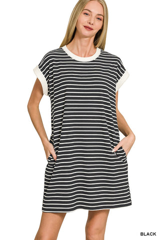 Boardwalk Tshirt Dress- Black