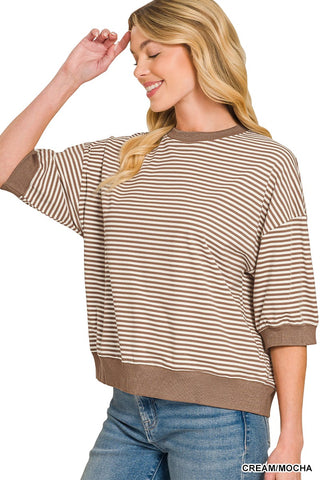 Take It Easy Stripe Top-Cream