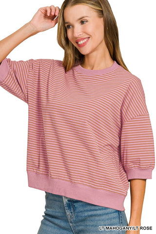 Take It Easy Stripe Top- Rose